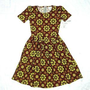 NWT LuLaRoe Amelia Dress XS w/Pockets Red & Yellow